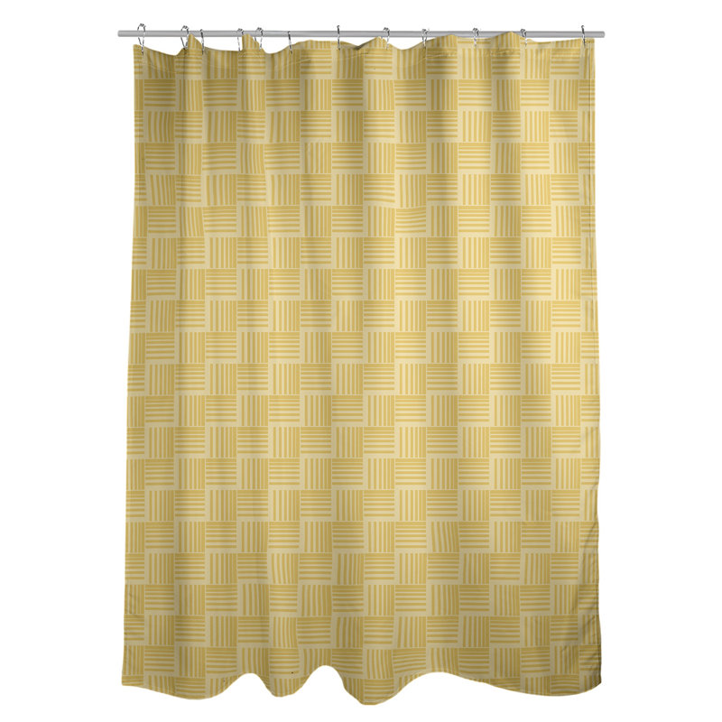 Rideau de douche simple basketweave rayures classic, Moutarde