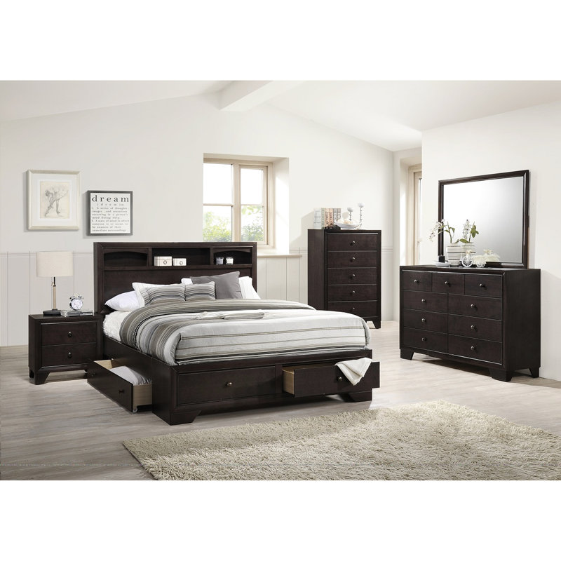 Lit spacieux de très grande taille, tête de lit en placage de bouleau, lit de rangement moderne, tiroirs en bois naturel, style contemporain