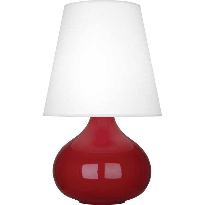 June 24" Table Lamp, Oxblood, Buff Linen