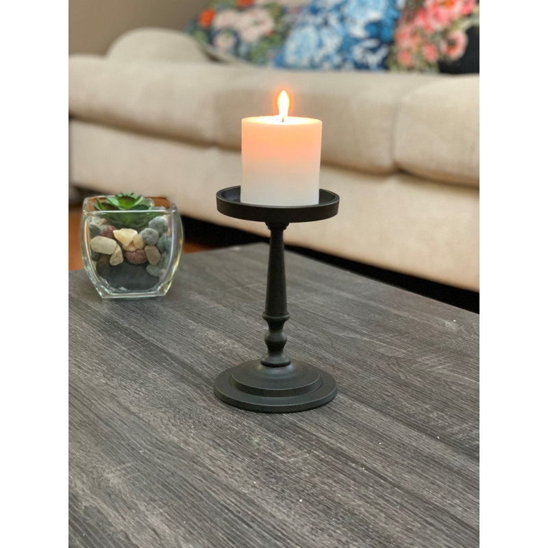 Bougeoir de table en métal 6,5", Noir