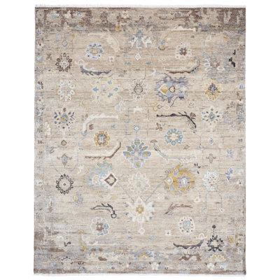 Francess Hand Knotted Oriental Area Rug in Tan