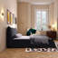 Grand lit plateforme tapissier 76,8 po - Tête de lit en velours et structure en pin massif-1047828046-1047828045
