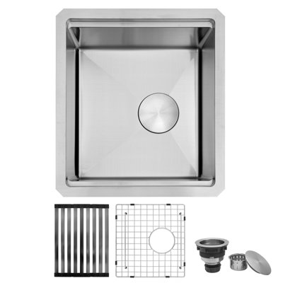 Évier de bar encastrable en acier inoxydable de calibre 16 avec accessoires de station de travail 16 po L x 18 po l