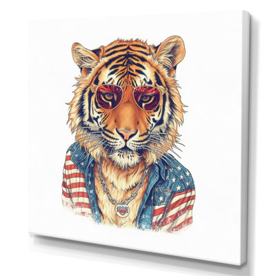 Tigre orange bleu avec lunettes de soleil sur toile
