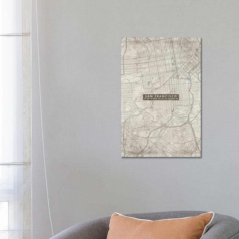 San Francisco City Map Abstract - Wrapped Canvas Print, 66.04cm H x 45.72cm W