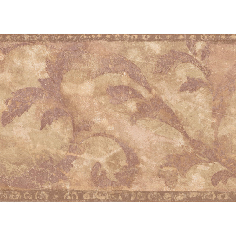Bordure de papier peint damassé, Rouge / Beige