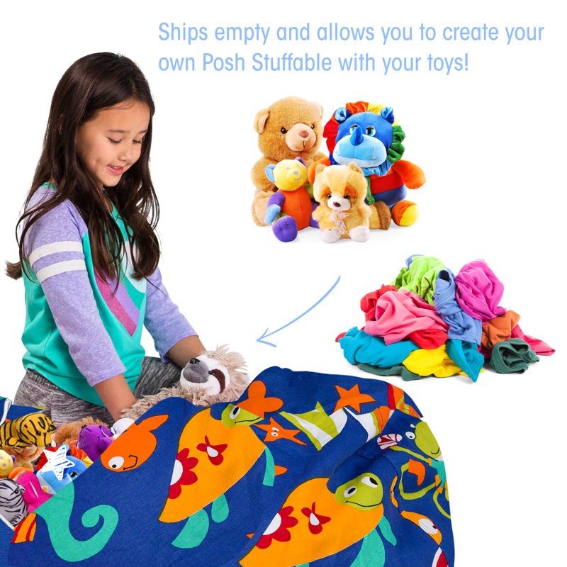 Kids Bean Bag Chair Cover - Stuffed Animal Storage & Toy Organizer with Zipper - Plush Storage Kids Bean Bag Cover only for Toddlers and Children's Rooms - Organizes Pillows, Blankets, and Stuffies - Multiple Colors, Sizes, and Fabrics