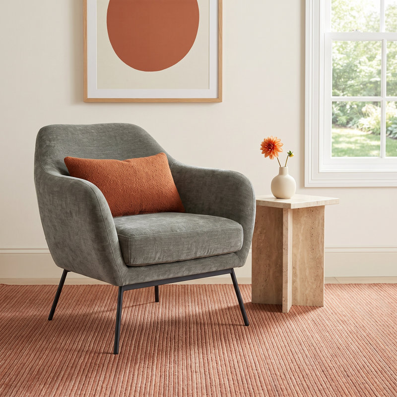 Martina 33.5'' H Chenille Upholstered Armchair, Green