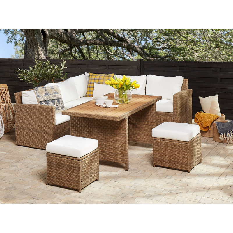 Anuar 5 - Person Seating Group with Cushions, White, Brown