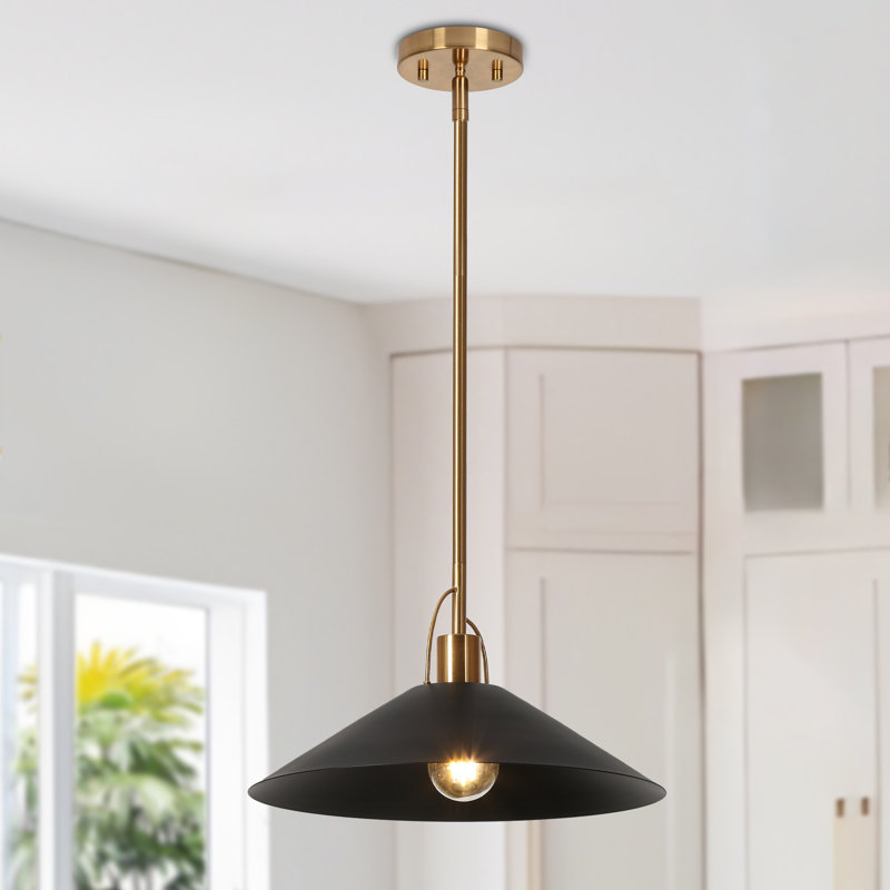 Tilda 1 - Light 14" Wide Electroplated Brass Single Pendant, Black