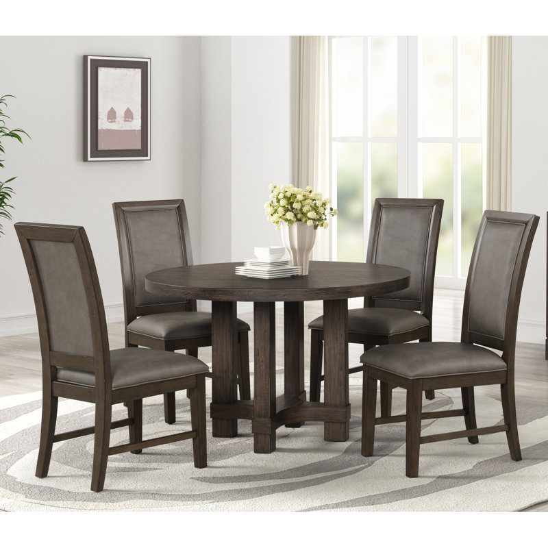 Vikkie 4 - Person Solid Wood Top Pedestal Dining Set