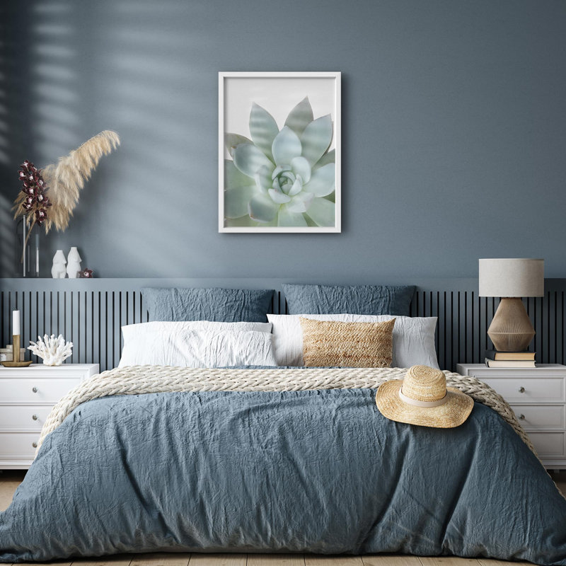 «Pastel Green Succulent Détail Botanical Illustration Small Decor Art Work», H 16 po x l 12 po, Blanc