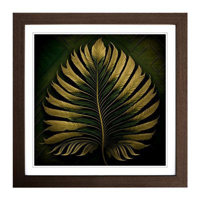 Palm Leaf Ornamental - Single Picture Frame Print on Wood