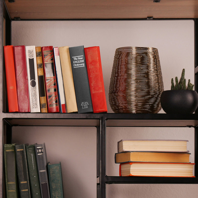 DICTIONARY BOOK LOCK BOX WITH KEY BLACK