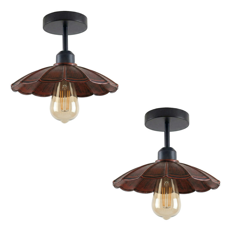 Semi Flush Mount, Yes, Rustic Red