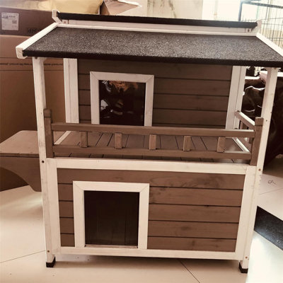 Heated Outdoor Cat House For Outside Insulated Feral Cat Shelter Weatherproof With Heated And Insulated Liner 2 Story