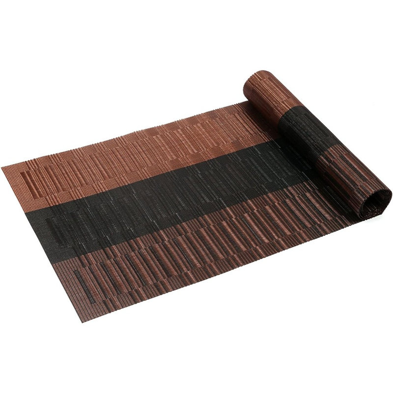 Chemin de table en vinyle tissé - dégradé / noir - antidérapant, lavable, pour la cuisine et la table de salle à manger
