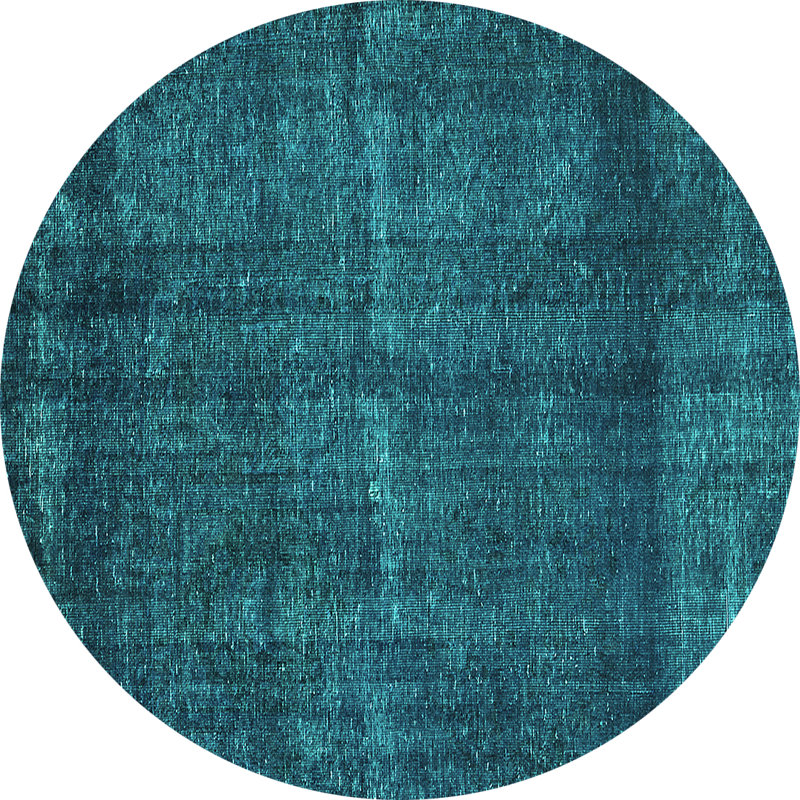 Tapis en laine / polyester tissé à la machine Danne - bleu sarcelle / bleu marine, Rond 5 pi