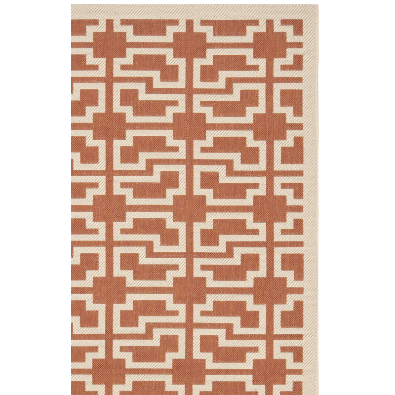 Tapis intérieur / extérieur terre cuite / beige Arneshia, Tapis de couloir 2 pi 7 po x 8 pi 2 po