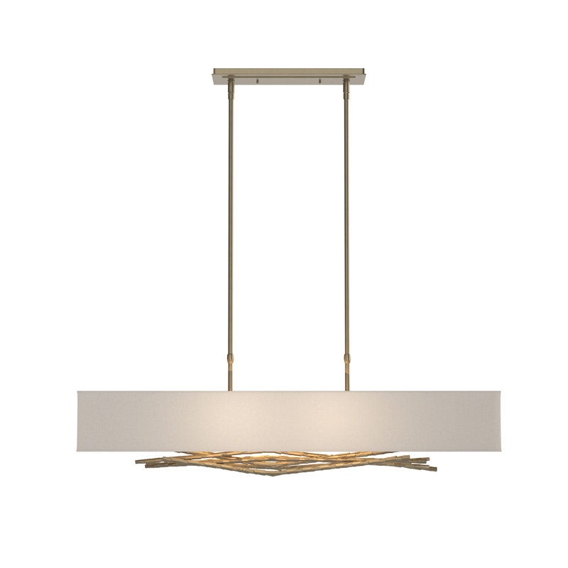 Brindille 4 - Light Kitchen Island Rectangle Pendant, Flax, Soft Gold
