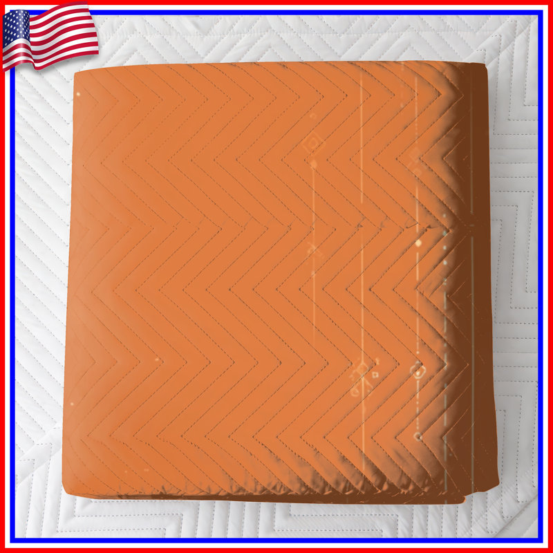 Couvre-lit matelassé orange à motif géométrique toutes tailles, Lit simple