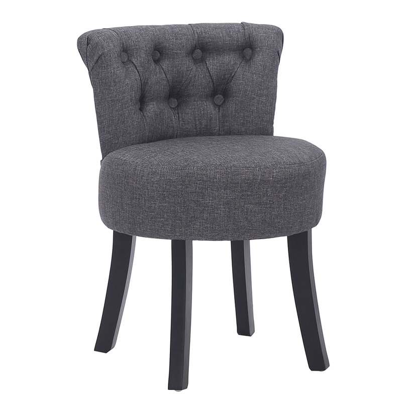 Lang Solid Wood Accent Stool, Dark Grey