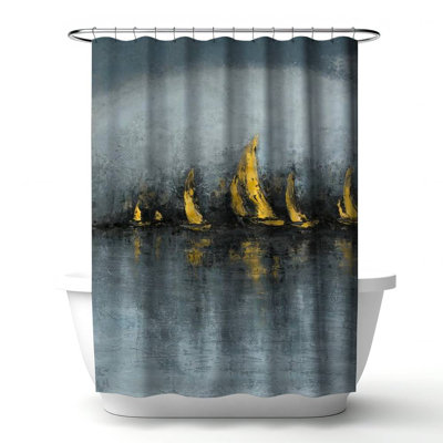 Shower Curtain CO159 – Polyester Shower Curtain, Dye Sublimation Print, 71" W × 74" L
