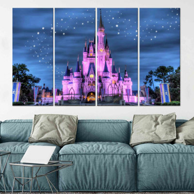 Toile imprimée: nuit étoilée, scène de château de Disneyland, toile tendue 4P