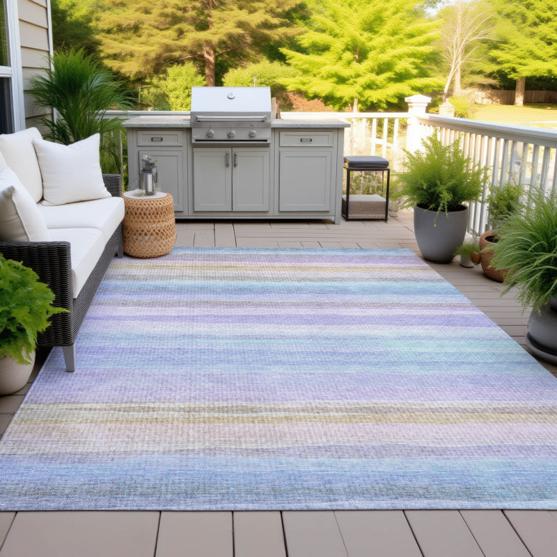 Tapis lavande lavable à la machine intérieur / extérieur Xhevrie, Rectangulaire 8 pi x 10 pi