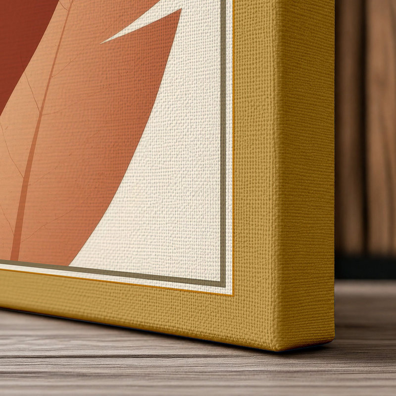Geometric Leaf Study Botanical - Wrapped Canvas, 30x20 - 76.2 x 50.8 cm, Ochre Border