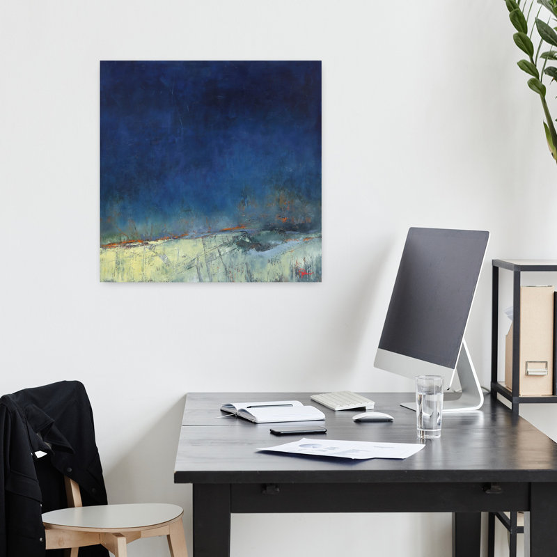 Dugout, paysage abstrait contemporain, art naturel, H 18 po x l 18 po