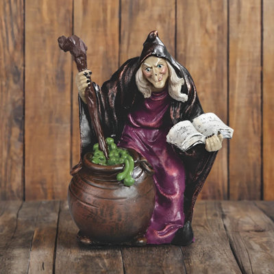 4"H Witch with Cauldron Potion Figurine