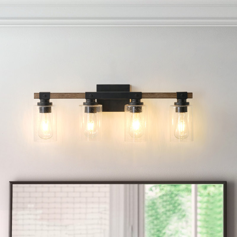 Lampe murale en fer forgé à 4 lumières à intensité variable en verre noir mat, Quatre lumières