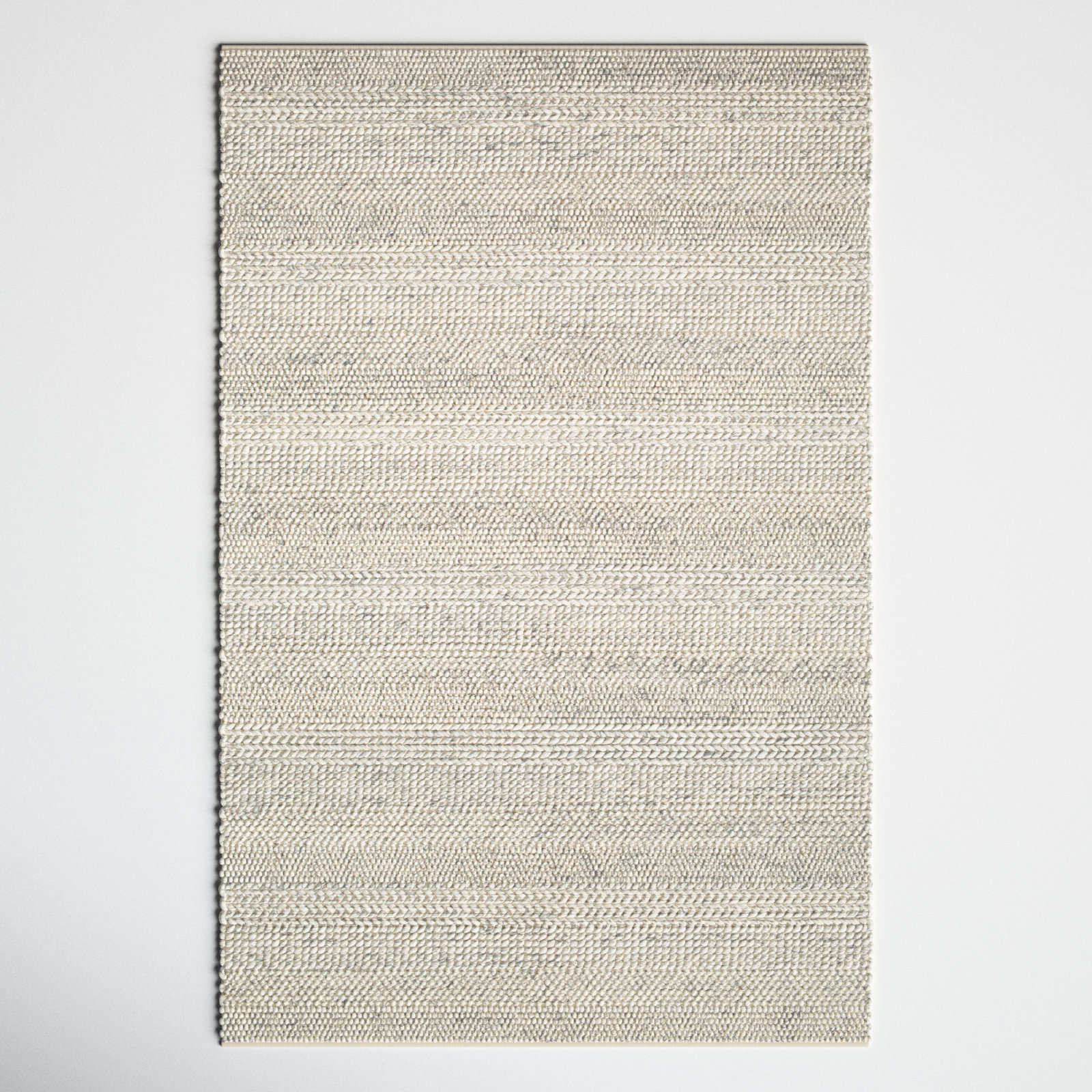 Zekia Beige Gray Flatweave Wool Rug, Rectangle 10' x 14'