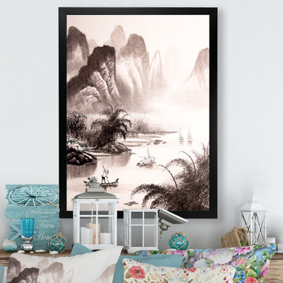 Paysage traditionnel chinois II - œuvre d'art traditionnelle sur toile