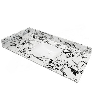 22-Inch × 4-Inch Bathroom Sink Side Splash, Suitable For Bathroom Vanity Sink Top Sizes, Engineered Marble Stone Side Splash, Panda White.