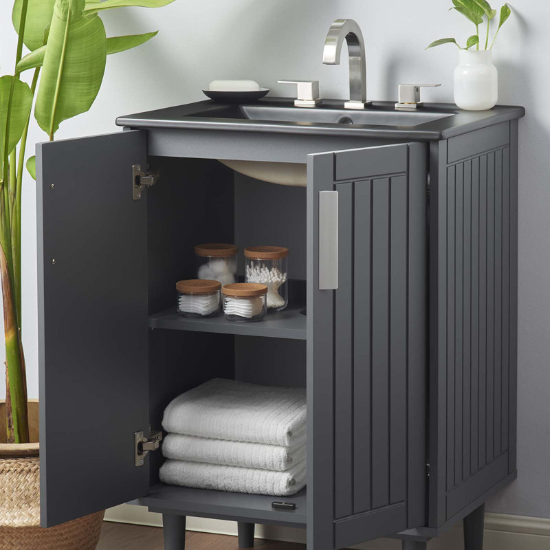 Augusta 24" Bathroom Vanity, Grey, Black