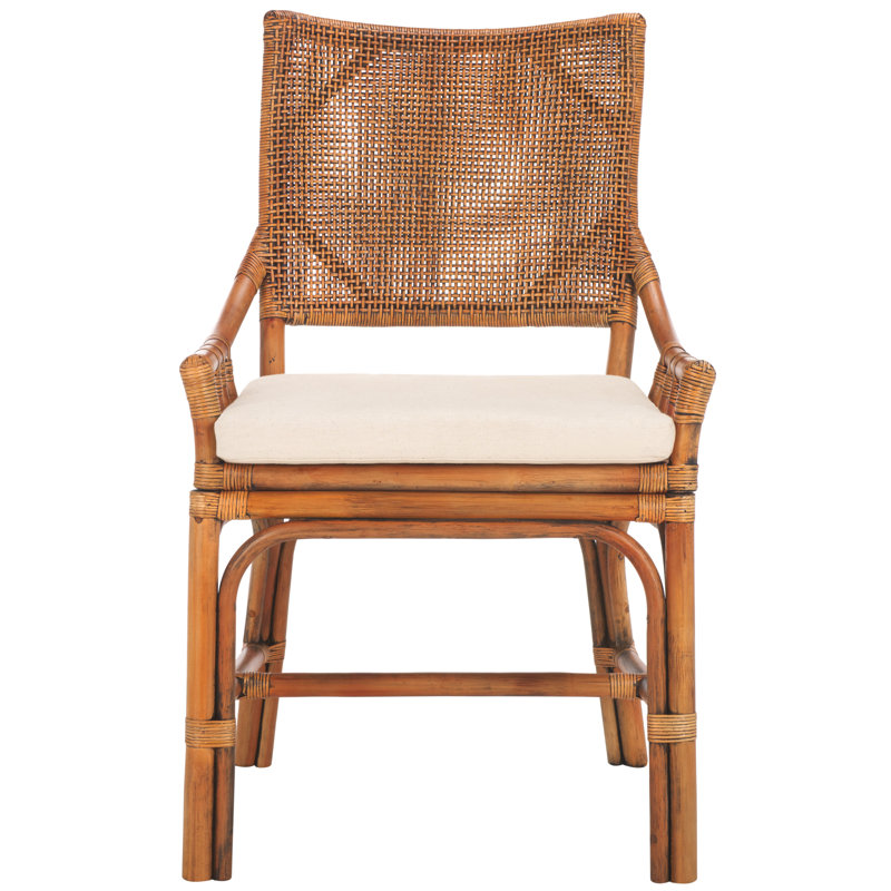 Atay Upholstered Armchair, Honey/White 100% Cotton