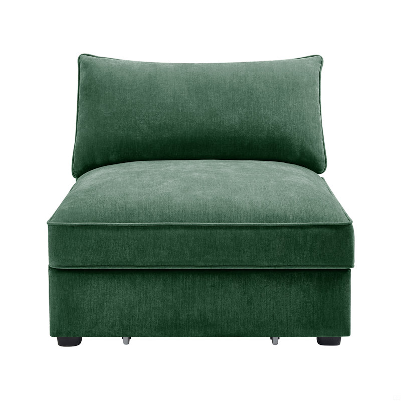 Armless Sofa Velvet, 33.86" H x 34.25" W x 19.2" D, Green
