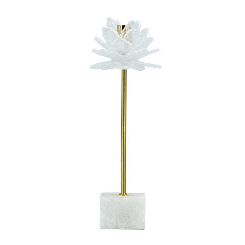 Stone Tabletop Candlestick, 14" H x 5" W x 5" D