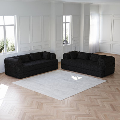 Canapé-lit convertible 78,7 po avec coussin cylindrique, canapé-lit pliant en chenille, canapé-lit pliant avec poche latérale, canapé-lit de plancher, 2 pièces