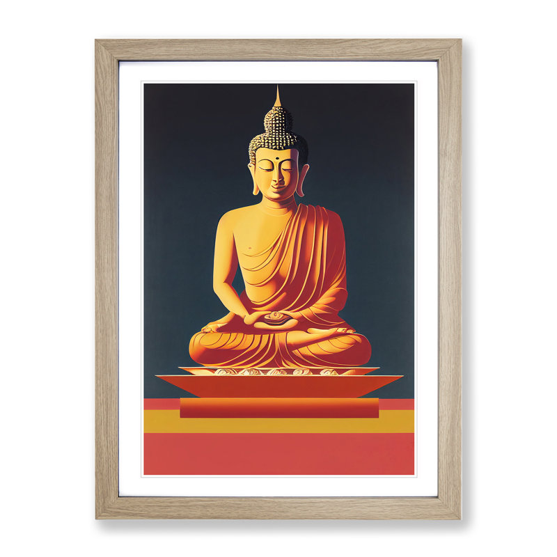Splendorous Buddha - Framed Print, 46cm H x 34cm W x 2cm D, Oak Framed