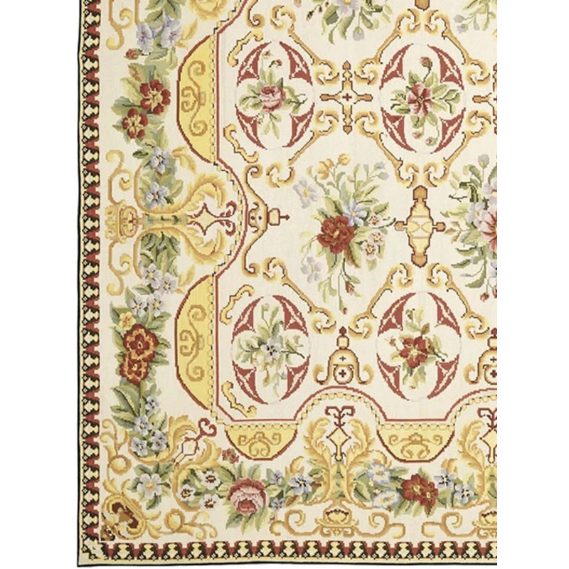 Needlepoint Azm Wool Oriental Area Rug, Rectangle 3'1" x 5'1"