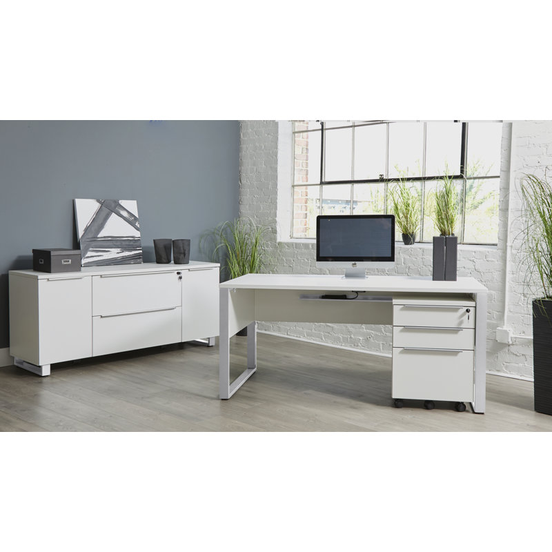 Ensemble de bureau 3 pièces Maysey, H 29 po x l 63 po x P 32 po, Blanc