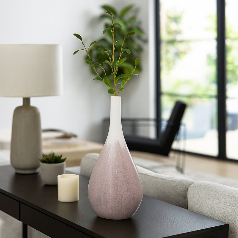 Sculptural Elongated Ceramic Table Vase for Home Decor, Decorative Flower Vase with Smooth Gradient Glaze and Elegant Tapered Silhouette, Perfect for Fresh or Faux Floral Arrangements, Brown
