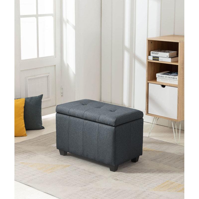 Vivi Fabric Flip Top Storage Bench, Dark Grey