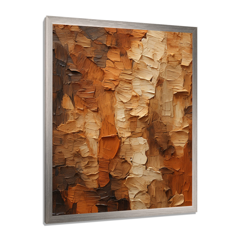 «Brown Tree Bark Essence 2», reproduction sur toile encadrée, H 40 po x l 30 po x P 1,5 po, Cadre simple argenté