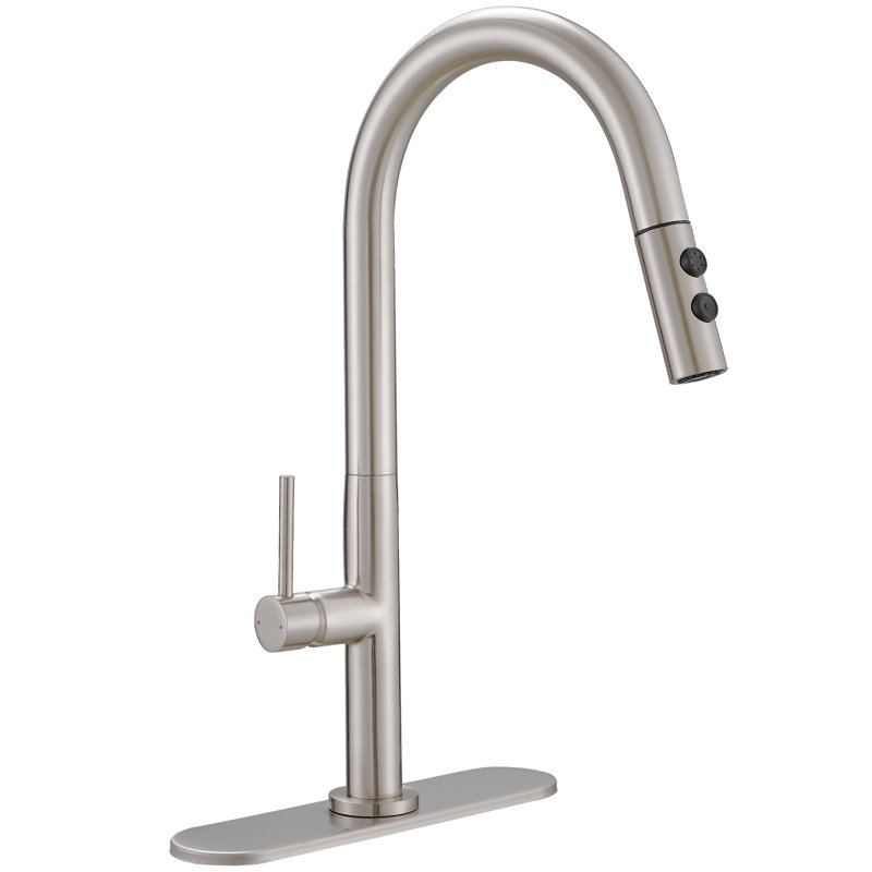 Single Handle Pull Down Sprayer Kitchen Faucet In Brushed Nickel