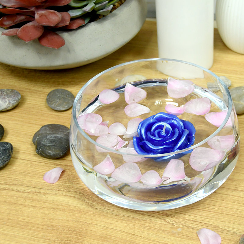 Bougie flottante rose non parfumée, Bleu, Ensemble de 12
