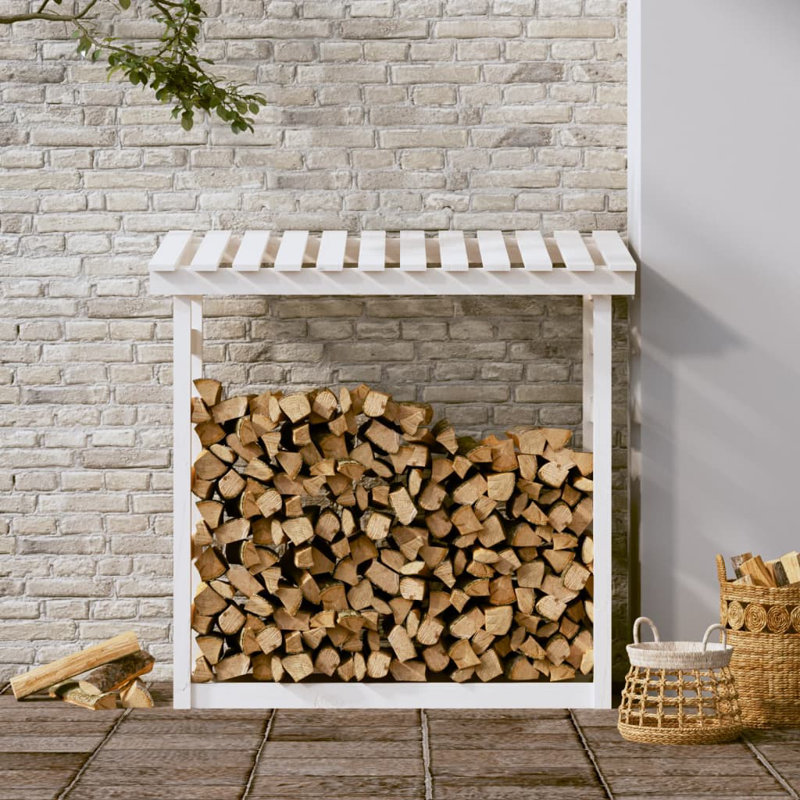 108cm W Solid Wood Log Rack, White